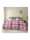 Majoli Bahar Set Huse Pentru Pilote 100% Bumbac 200x220cm Dublu Cu 2 Fețe De Pernă & 1 Cearceaf Roz