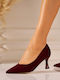 Suede Heels with Low Heel Burgundy