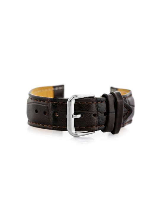 Leather Watch Strap W102l Dark Brown 20mm