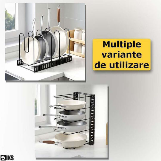 Suport Pentru Oale Și Tigăi Metalic 40x20x5cm 5 Bucăți Negru
