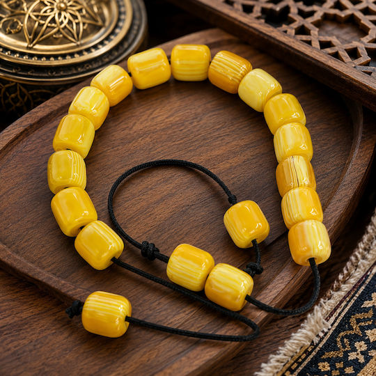 Stripes Effect Worry Beads with 19 Beads Made of White Resin
