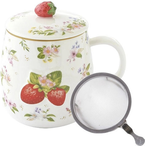 Порцеланова Чаша 450ml Метален Цедка Fancy Fruit Easy Life 3421fanf-a