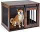 Costway Metal Dog House with Door Interior Brown 57x54x80cm
