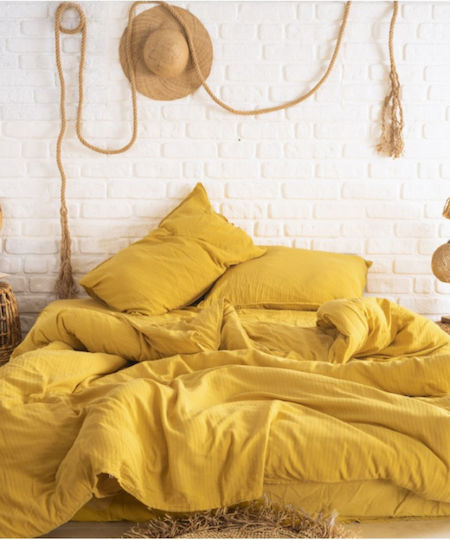 SteweHome Duvet Cover Set 220x200cm Double With 2 Pillowcases Yellow