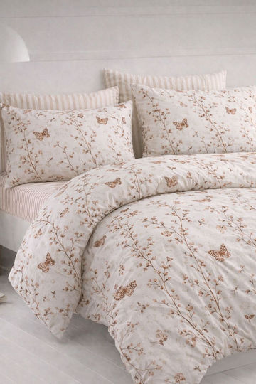 SteweHome Cotton Duvet Cover Set 195x230cm Double With Pillowcase Brown