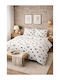 SteweHome Cotton Duvet Cover Set 195x230cm Double With Pillowcase Black