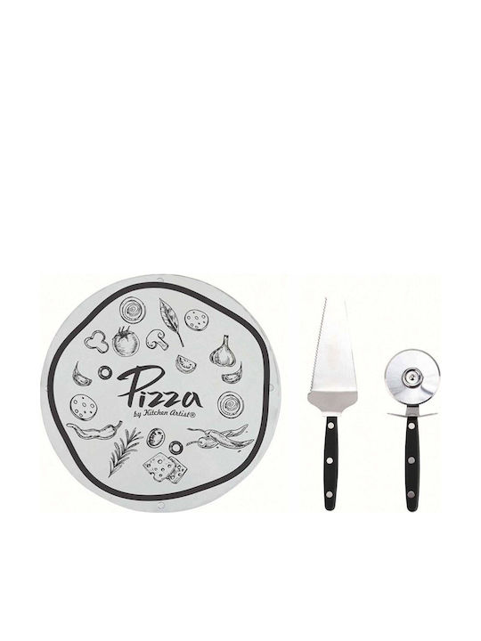 Set Glass Plate Πλατώ Σερβιρίσματος Πίτσας Ξύλινο