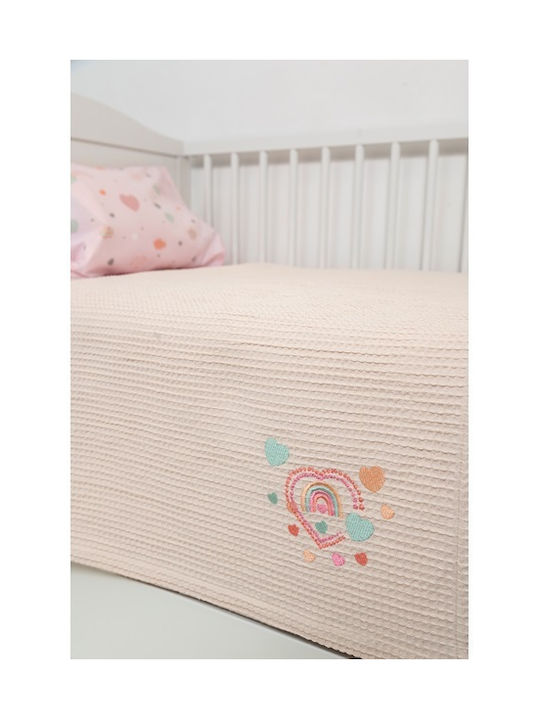 Biokarpet Naf Naf Little Hearts 302 Pink Βρεφική Πικέ Κουβέρτα-κουβέρτα Πικέ