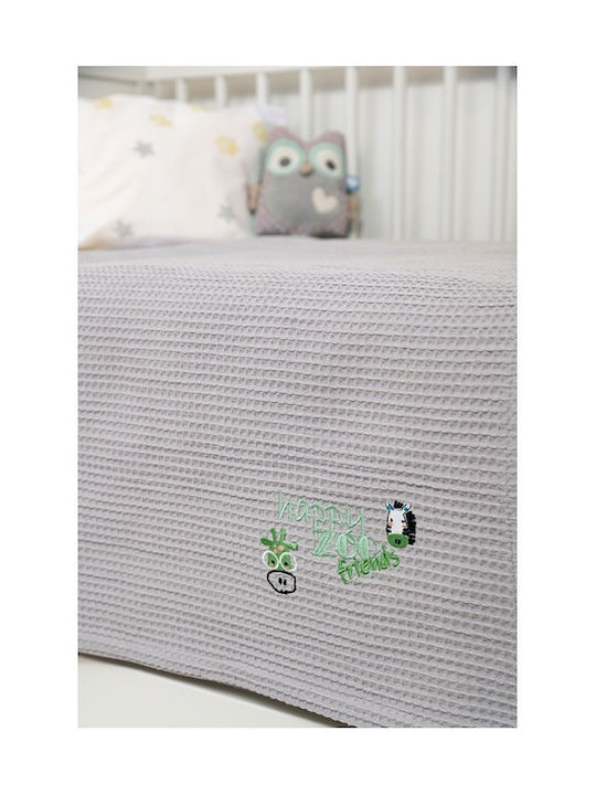 Biokarpet Naf Naf Little Zoo 301 White Βρεφική Πικέ Κουβέρτα-κουβέρτα Πικέ