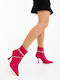 Ghete Dama Ankle Boots cu Toc Înalt Fucsia
