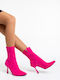 Ghete Dama Ankle Boots cu Toc Înalt Fucsia