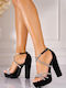 Sandale Elegante Damă De Catifea Negre