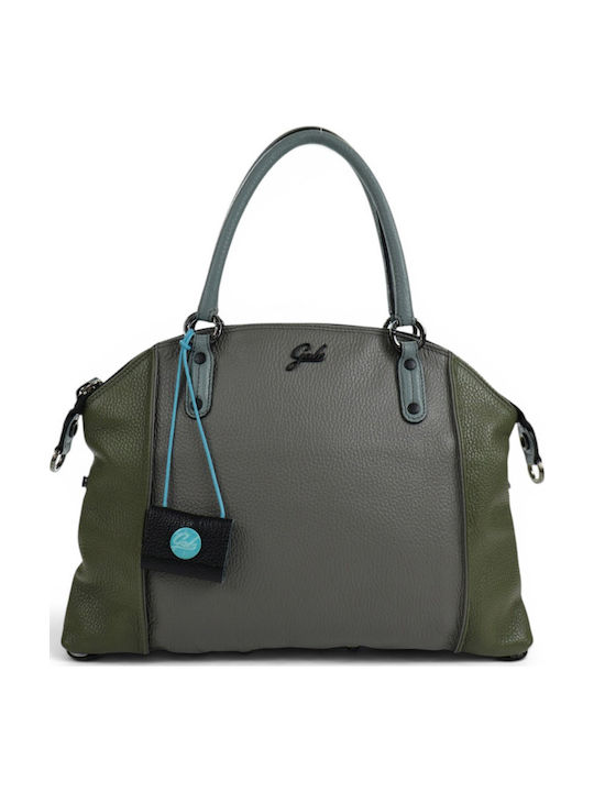 Leder Damen Schultertasche Grau