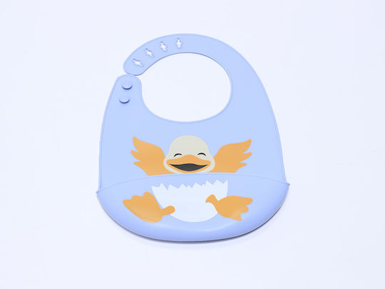 Excellent Houseware Αδιάβροχη Σαλιάρα Σιλικόνης Σιέλ