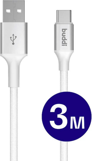 Buddi USB 2.0 Kabel USB Typ-C männlich - USB-A 12W Weiß 3m