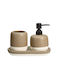 MRShome Bathroom Accessory Set Metal Beige 3 Pieces