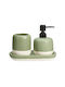 MRShome Set Accesorii Baie Metalic Verde 3 Bucăți