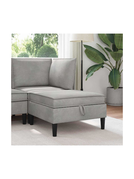 Living Room Stools With Storage Space Upholstered In Light Gray Velvet