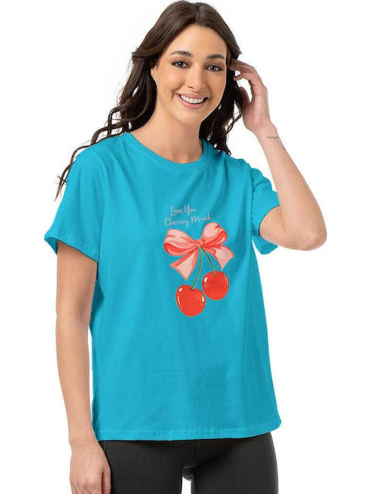 Bodymove Damen Bluse Baumwoll Türkis