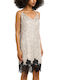 Summer Mini Evening Dress Open Back with Lace Black-Beige-Gold