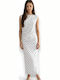 Summer Midi Dress White With Black Polka Dot