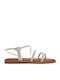 Leather Women's Flat Sandals White