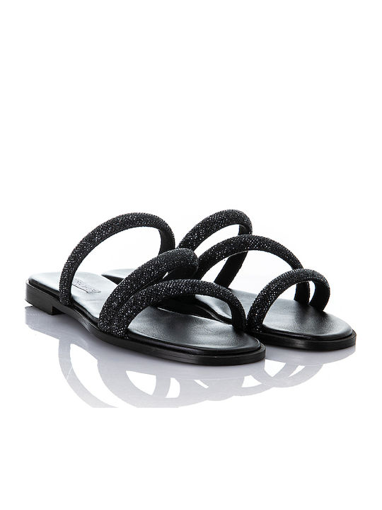 Sofia Manta Leather Women's Flat Sandals Black