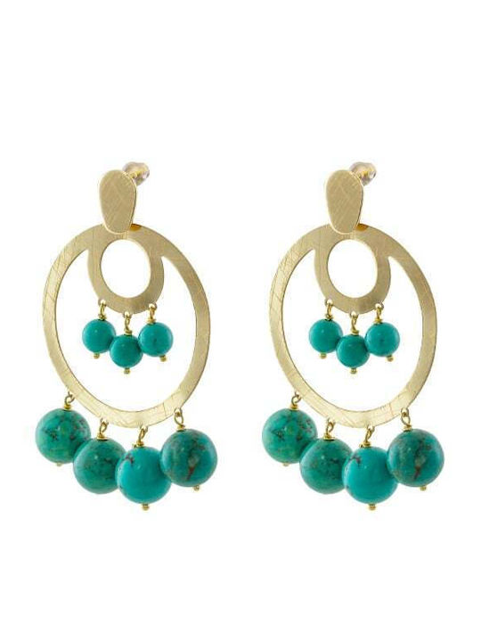 Oxette Σκουλαρίκια Επιχρυσωμένα με Πέτρες & Πέρλες Τιρκουάζ Oxette Σκουλαρίκια Επιχρυσωμένα με Πέτρες & Πέρλες Τιρκουάζ