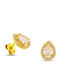Themelidis Jewels Σκουλαρίκια Καρφωτά από Ασήμι Επιχρυσωμένα με Πέτρες