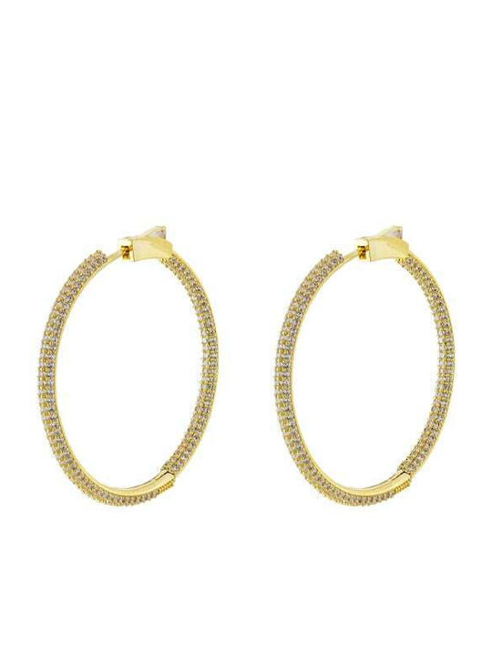 Oxette Earrings Hoops Gold Plated with Stones