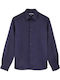 Short Sleeve Linen Shirt Bleu Marine