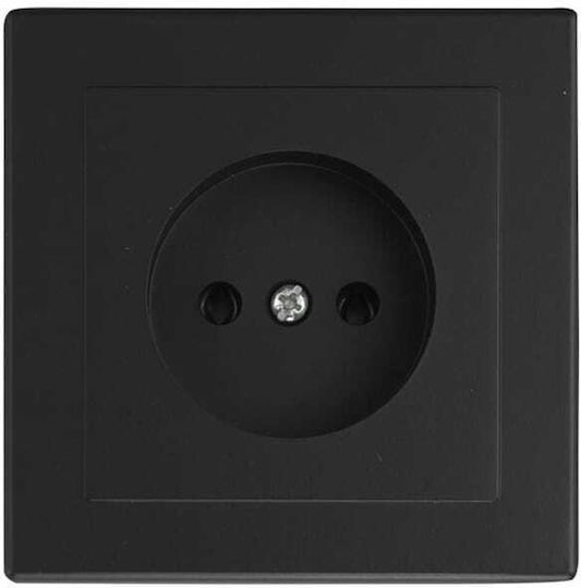 Single Socket Without Grounding Ip20 16a 250v Flush-mounted Matte Black