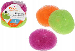 Plastic Kitchen Sponge Washing Dishes Scouring Pad 3 Pcs