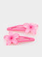 Set Kids Hair Clips with Bobby Pin Flower Design in Pink Colour 2 Pieces 5398-3-Fuchsia