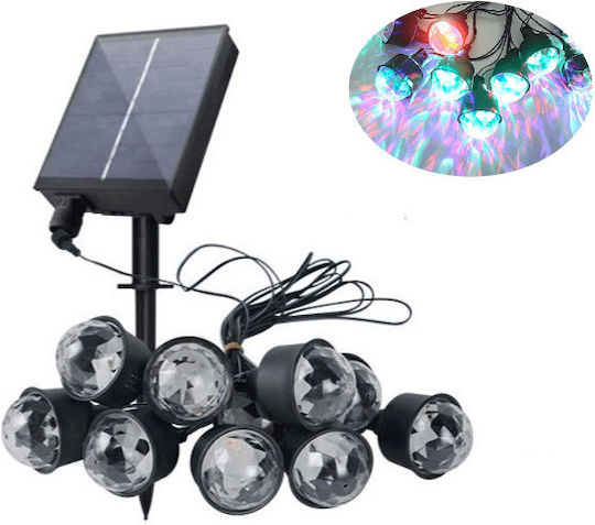Set of 10 Hanging Solar Lights Garland 6W Warm White with Photocell and Remote Control