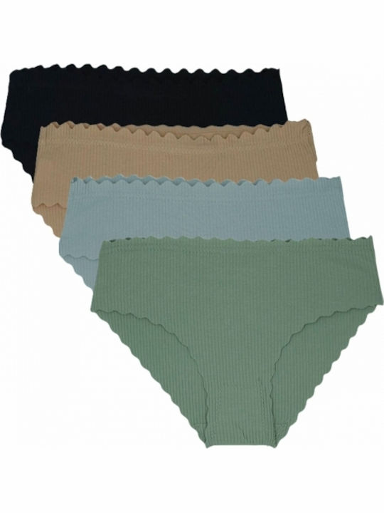 Βαμβακερά Γυναικεία Slip MultiPack χωρίς Ραφές Φυστικί