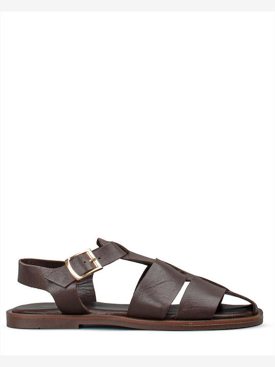 Wall Street Women's Flat Sandals Brown