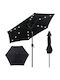 Garten- und Terrassen-Sonnenschirm Boden Rundschreiben Metall Schwarz mit Basis und LEDs Durchmesser 2,3 m NP12190BK
