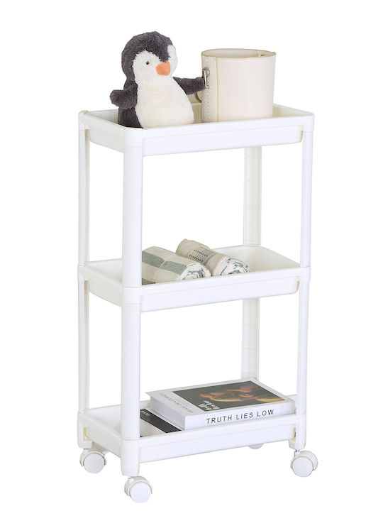 ArteLibre Floen Kitchen Trolley Plastic 3 Tiers White 44x28x70cm