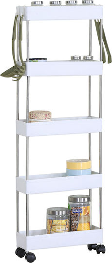 ArteLibre Vitano Kitchen Trolley Plastic 5 Tiers White 40x12.5x112cm