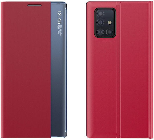Tel1 Samsung Galaxy A71 Side Display Magnetic Θήκη Βιβλίο Red