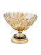 Bol Decorativ Din Sticlă Cu Picior Auriu 24x22cm