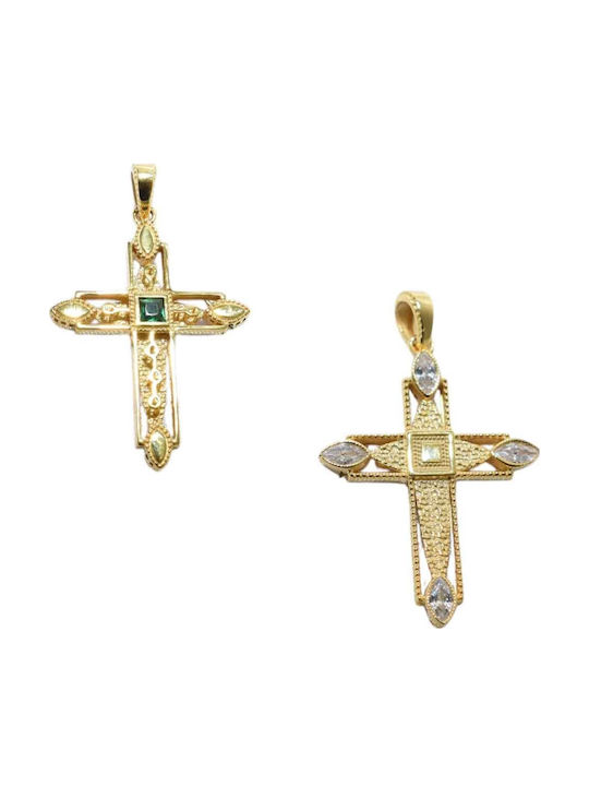 Gatsa Women's Gold Byzantine Cross 14K Double Sided Without Chain