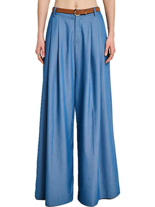 Women's High Rise Fabric Trousers Blue 60-002.055-N0172-L