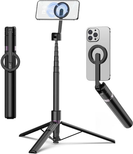Toneof Selfie Stick Trepied cu Telecomandă Suport Magnetic Compact Stabil Rotire 360° Pliabil Magsafe 173 Cm Potrivit pentru Smartphone-uri