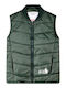 Kids Quilted Sleeveless Short Khaki Jacket