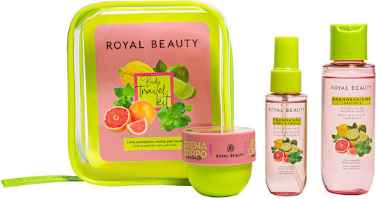 Royal Beauty Body Travel Kit Σετ Περιποίησης για Ενυδάτωση & Καθαρισμό Σώματος Lime, Grapefruit, Mint & Patchouli 3τμχ