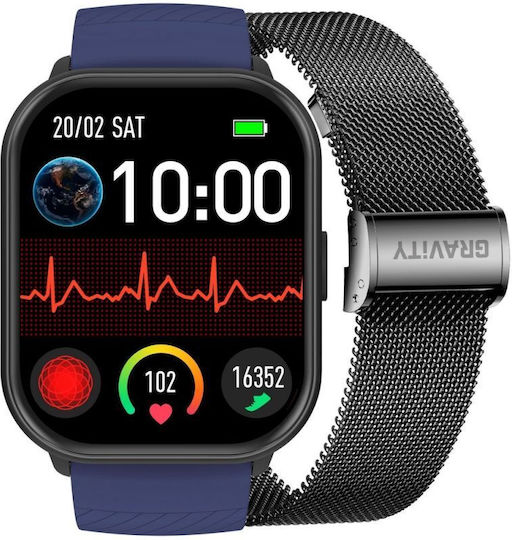 Gravity GT43-5 47mm Smartwatch με Παλμογράφο (Black)