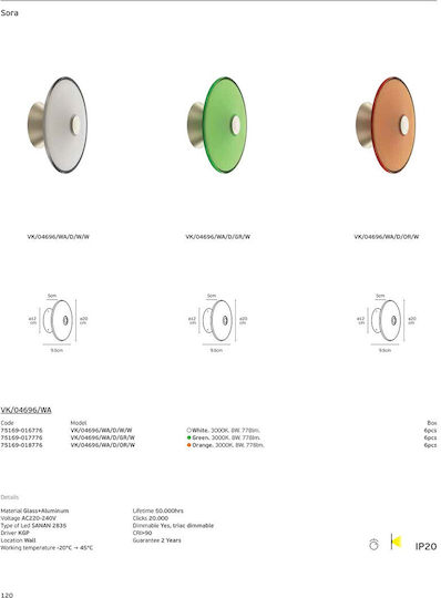 VK Lighting Wandleuchte Mit Integrierter LED Grün VK Lighting Wandleuchte Mit Integrierter LED Grün