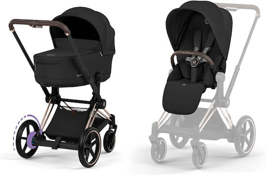 Cybex Priam Comfort Reversible 2 in 1 Baby Stroller Suitable for Newborn Sepia Black/Rosegold Frame 12.9kg